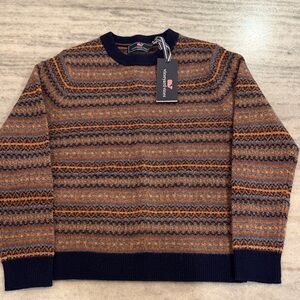 NEW. Boy’s Fairisle Crew Sweater in Nautical Navy, Size Medium (M)